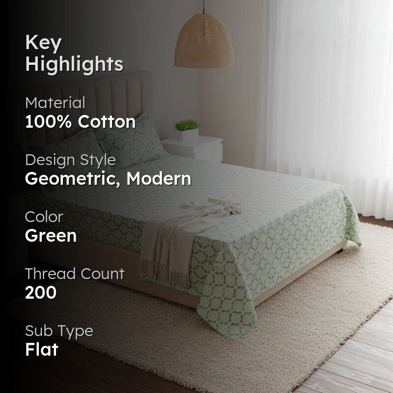 Ulrika Neva Cotton Bedsheet (Green) - 200 TC media 2