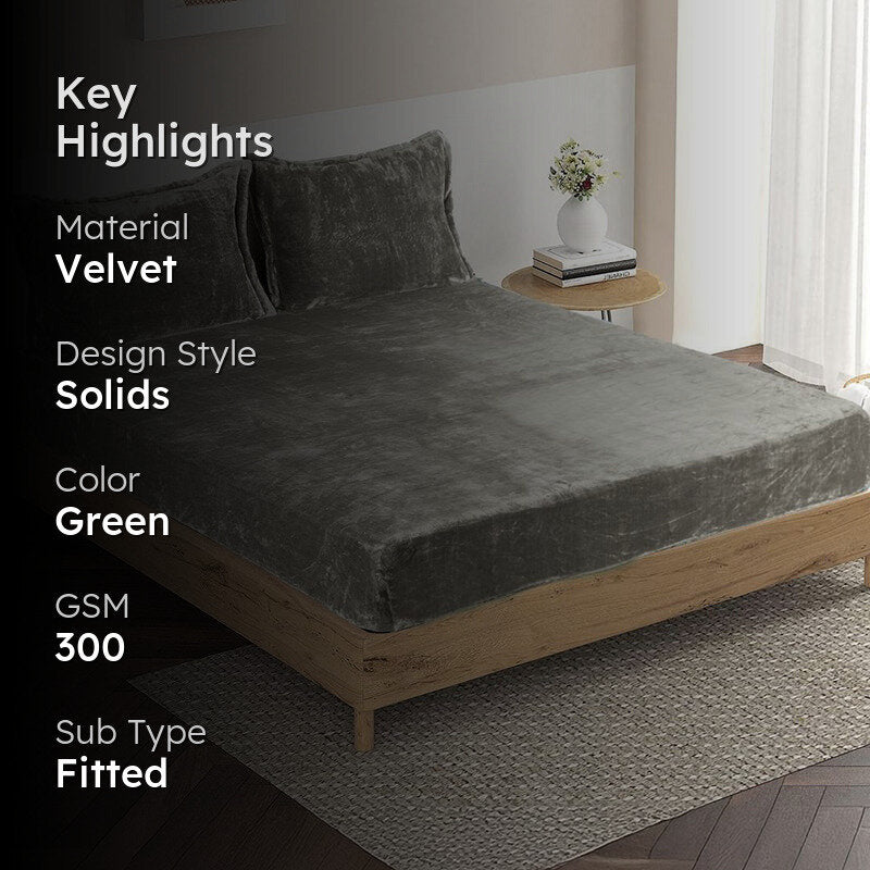 Casselle  Velvet Bedsheet (Light Grey) - 300 GSM media 2
