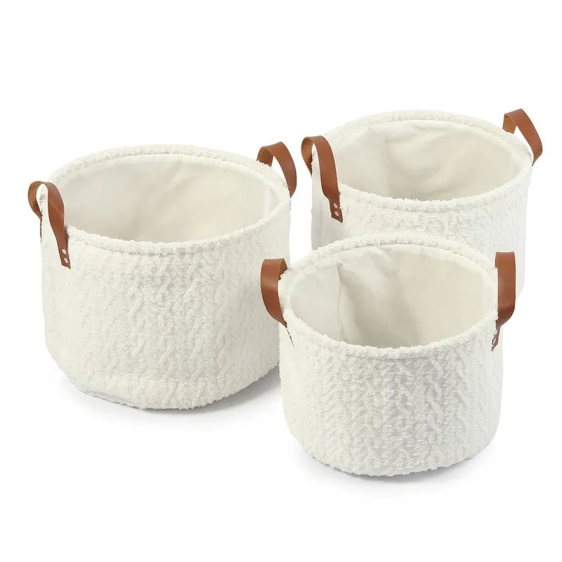 LineNest I Fabric Storage Basket (White) - Set of Three media 4