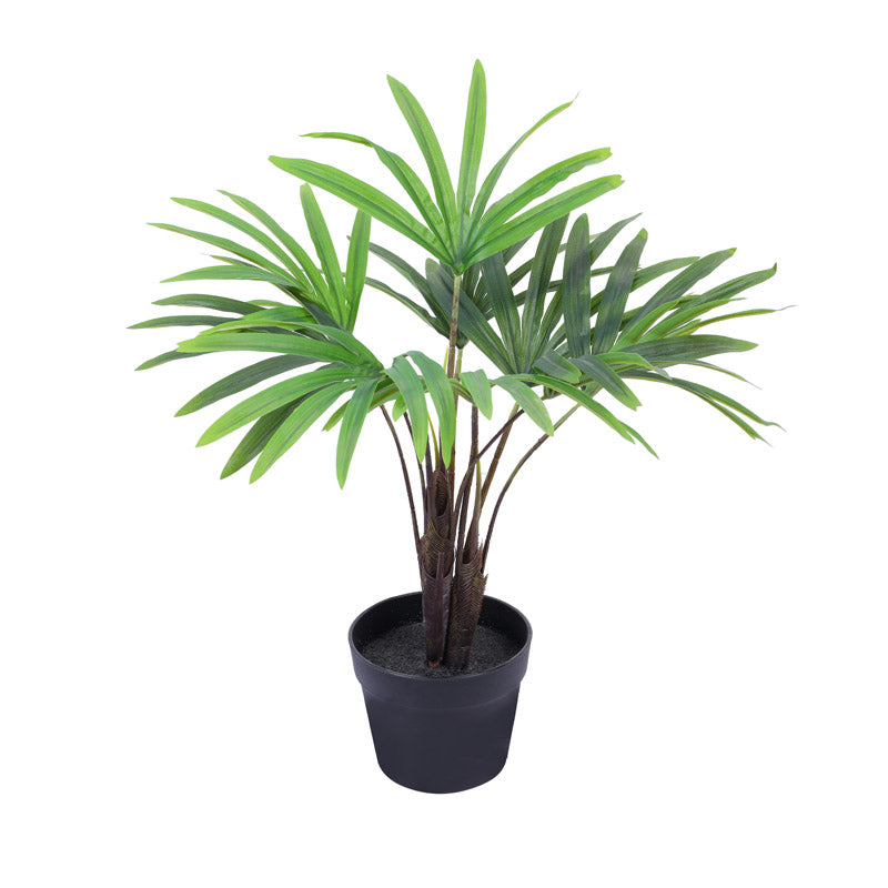 Faux Realistic Areca Plant With Black Plastic Pot - Green media 3