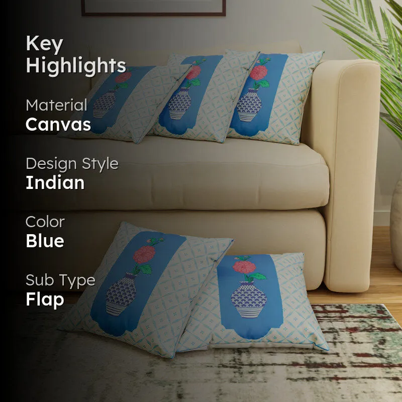 Indigo Pottery Cushion Cover (Dark Blue) - Set Of Five media 2
