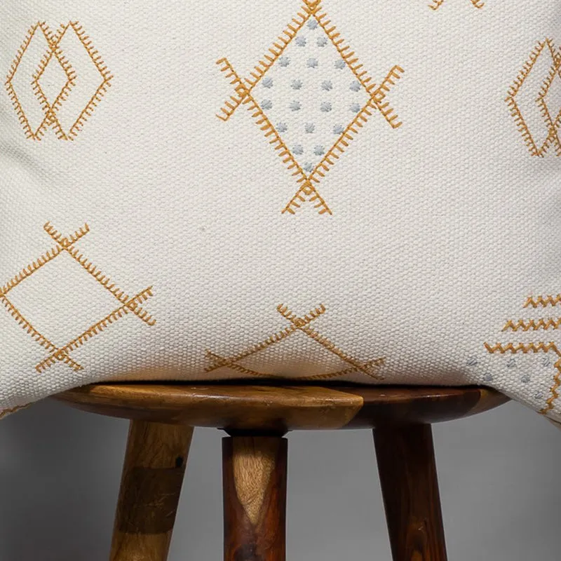 Tribal Glyph Embroidered Cushion Cover - White media 3