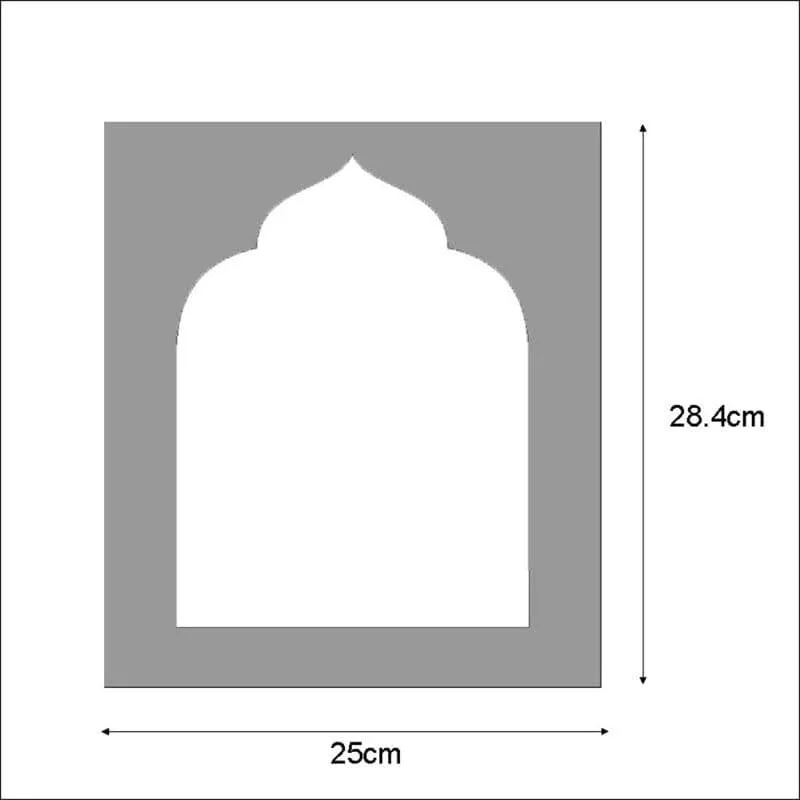Close-up dimension diagram showing the arched shape of one wall accent