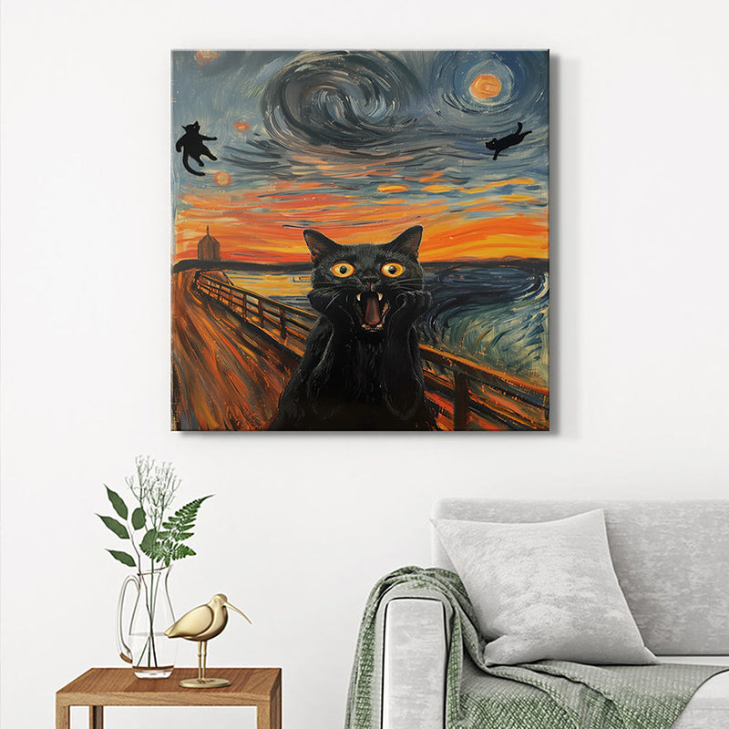 Screaming Cat Wall Painting