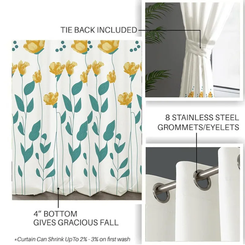 Sunny Blooms Cotton Curtain - Yellow media 5