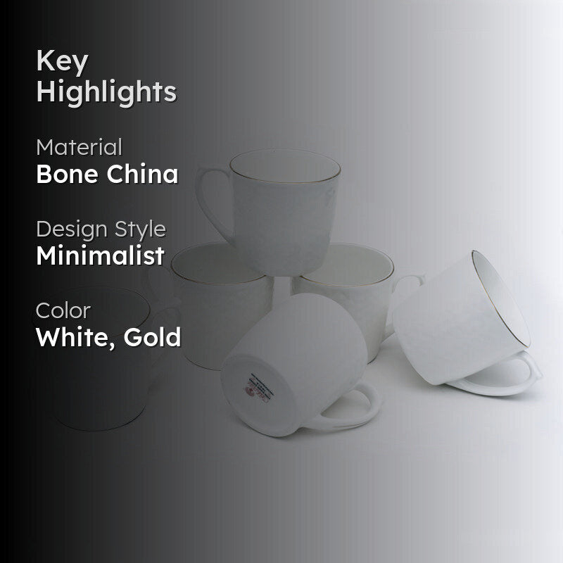 Riggs Bone China Tea Cup (175 mL Each) -  Set of Six media 2