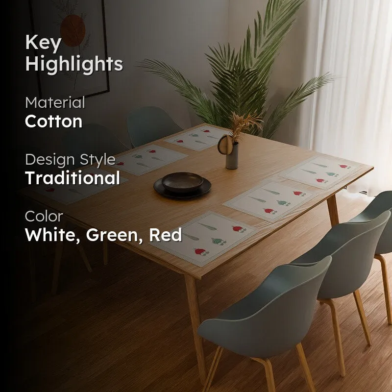 Serene Setting Cotton Table Mat (Red) - Set Of Six media 2