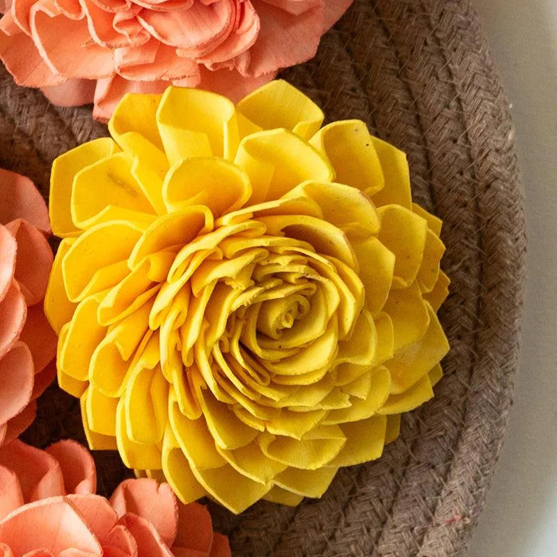Estar Sola Wood Rose Flower (Yellow & Peach) - Set Of Ten media 3