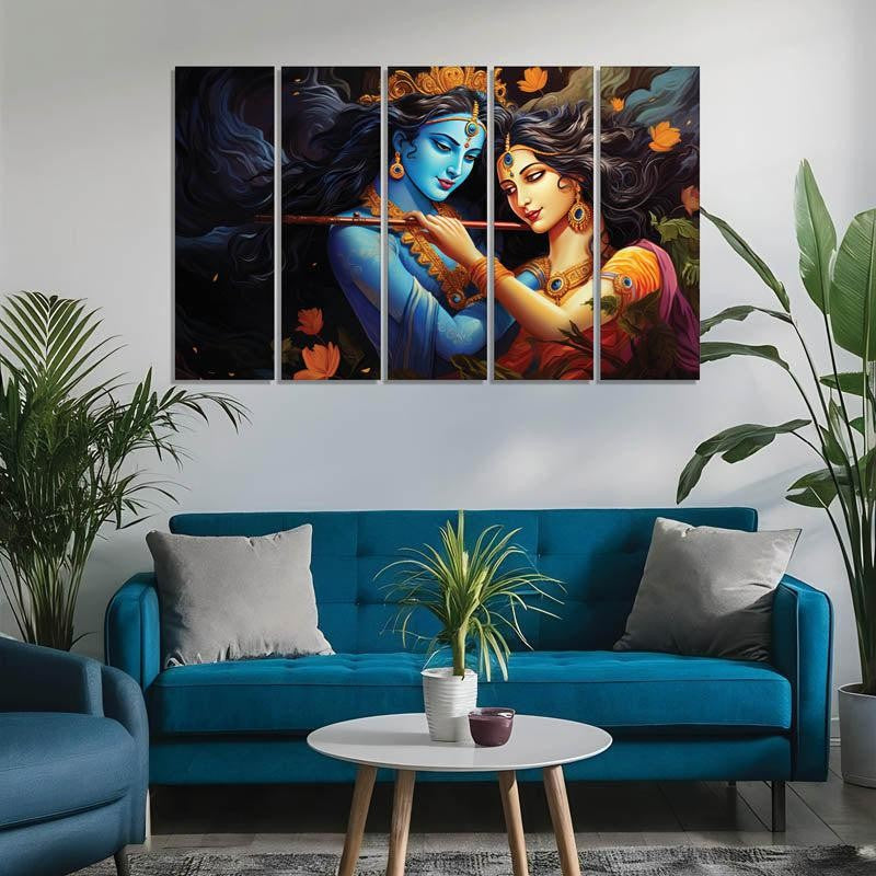 Krishna Radha Wall Painting - Set Of Five media 3
