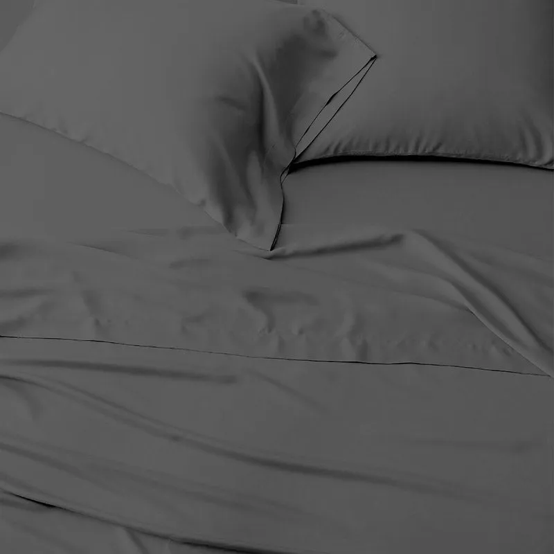 Sofia 100% Cotton Satin Weave Solid Bedsheet - Dark Grey - 400 TC media 3