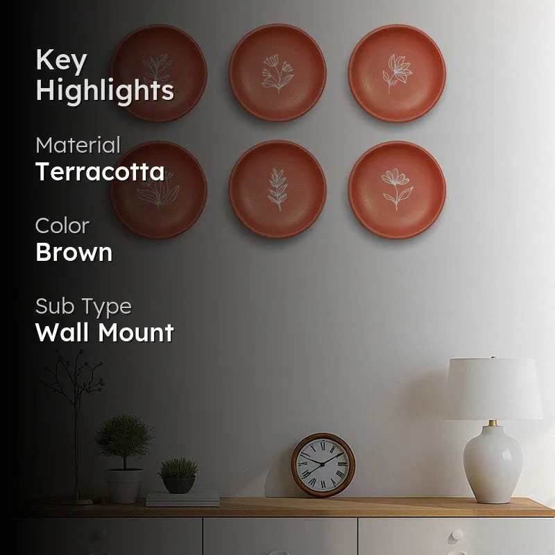 Earthy BloomsTerracotta Wall Plate - Set Of Six media 2