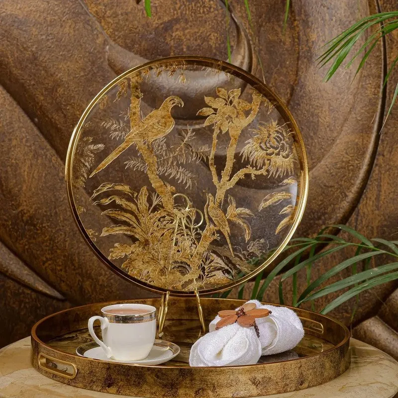 Aura Platter (Wood,Glass) Serving Tray - Set of Two media 5