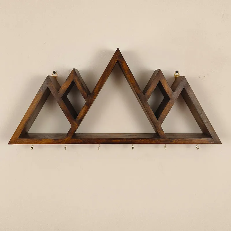 Parvata Wooden Wall Shelf Organiser with Key Holders media 5