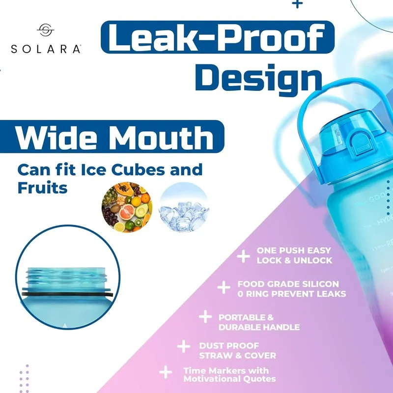 Solara Siply Plastic Water Bottle (2000 mL) - Blue,Pink media 5