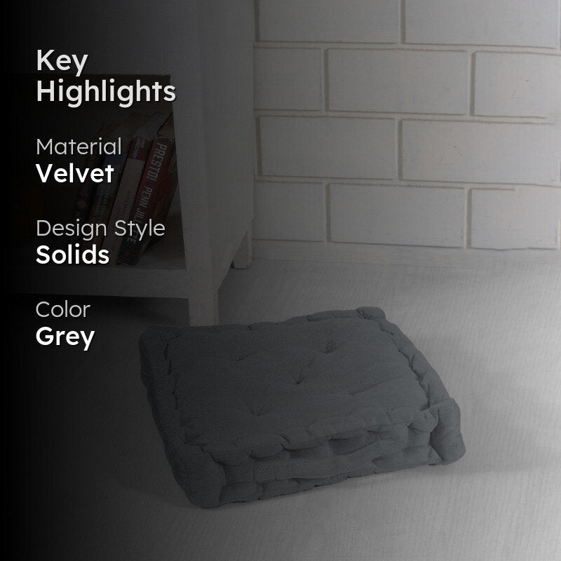 Roe Velvet Floor Cushion - Grey media 2