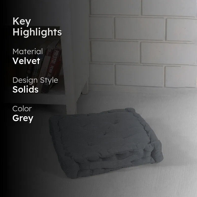 Roe Velvet Floor Cushion - Grey media 2