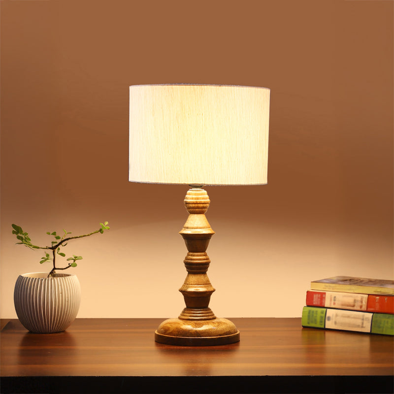 Cotin I Timber Wooden Table Lamp - Beige,Brown