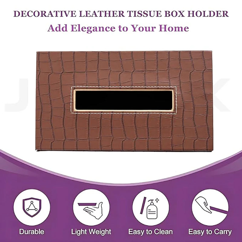 Aurin Faux Leather Tissue Box - Brown media 5