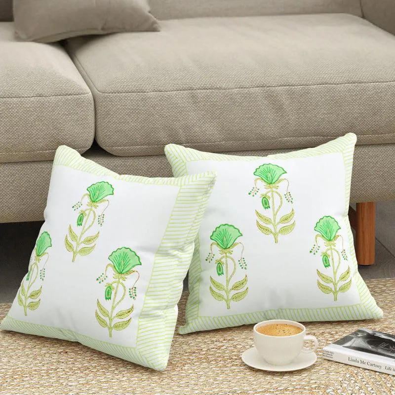 Champa Chandhan Jaipuri Block Print Cushion Cover - Set Of Two media 1