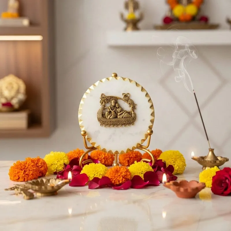 Krishna Prem Marble Showpiece With Stand media 1