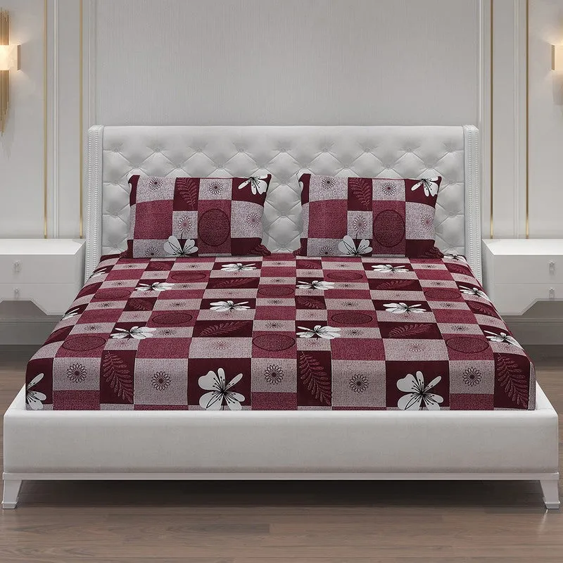 Monte Carlo Garden Grid Bedsheet (Majenta) - 120 GSM media 3