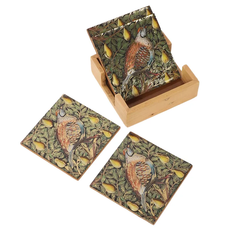 Plumora Wooden Coaster with Stand - Five Piece Set media 3