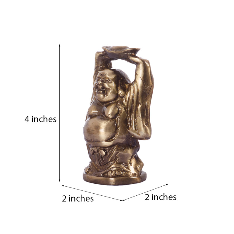 Antique Brass Laughing Buddha Monk media 6