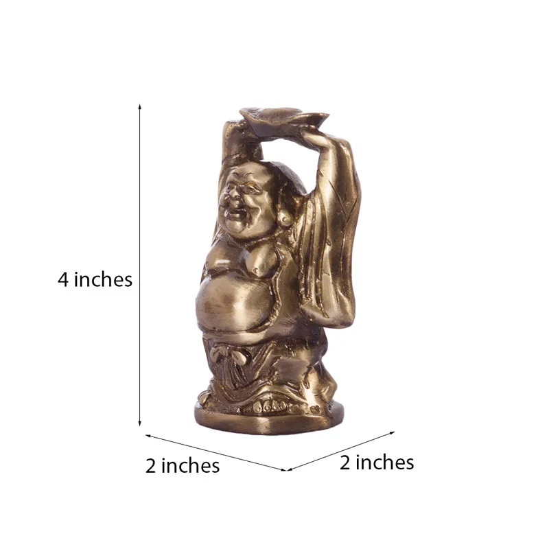 Antique Brass Laughing Buddha Monk media 6