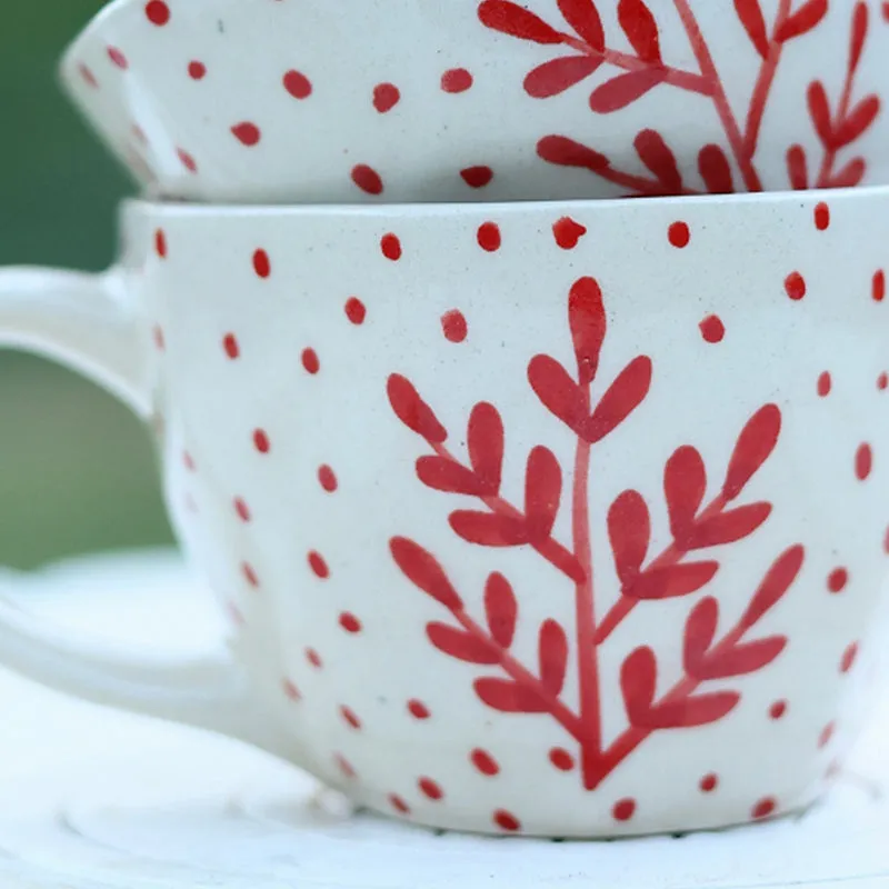 Bettina Ceramic Tea Cup (200 mL)/Red,White) media 5