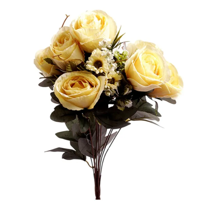 AarviDecor Sunny Rose Silk Artificial Flowers media 4