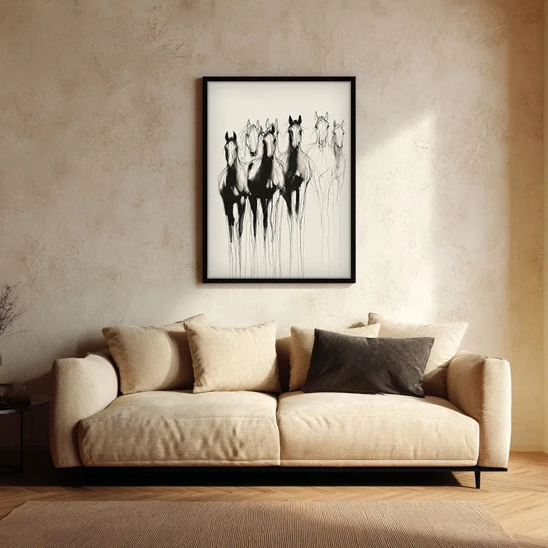 Horse Beyond Lines Wall Painting With Black Frame media 1