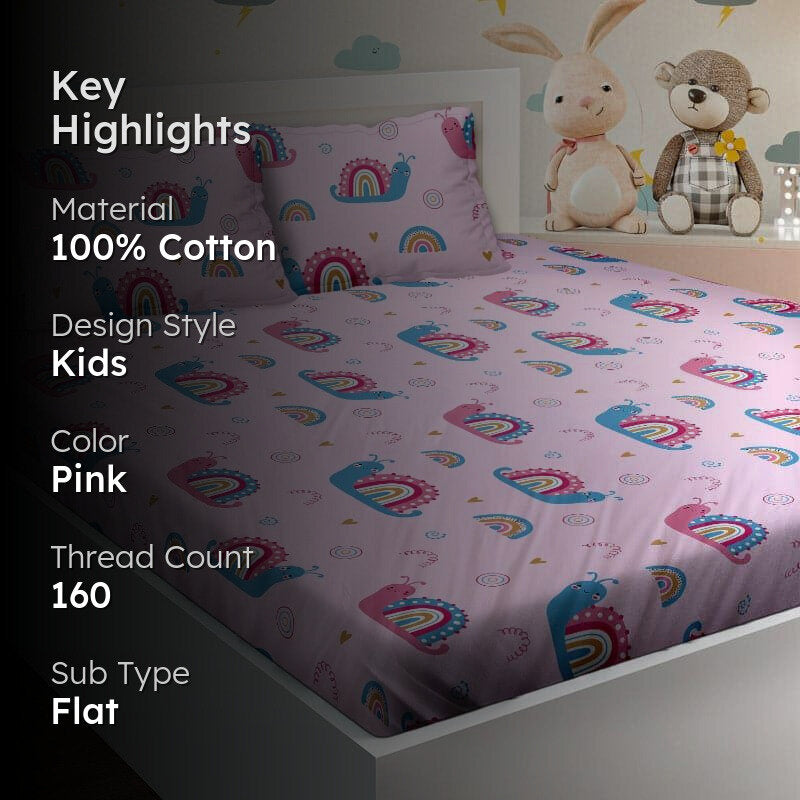Snail Rainbow Cotton Bedsheet - 160 TC media 2