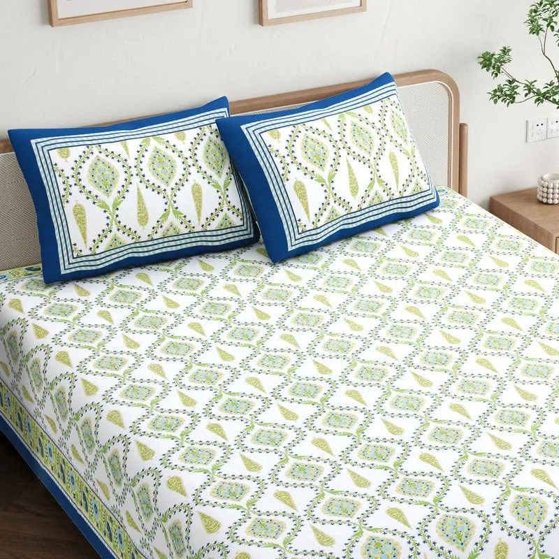 Ambi Bliss Cotton Bedsheet (Green,Blue) - 180 GSM media 4