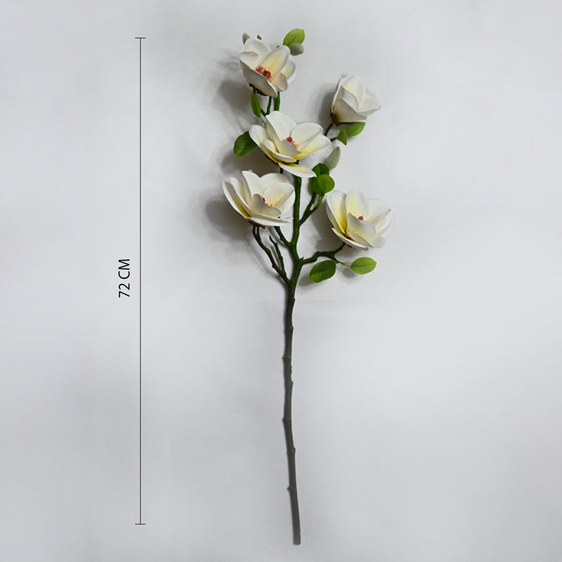 Artificial Magnolia Flower Stick - White & Yellow media 6