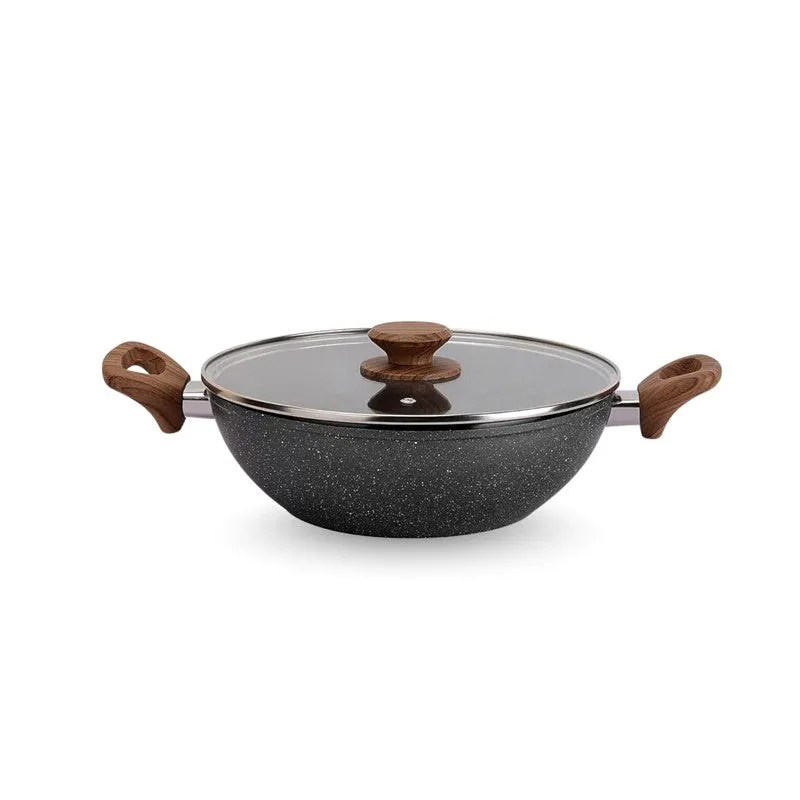 Salford Forged Non Stick Kadai with Glass Lid (Black Marble) -  3200 mL media 3