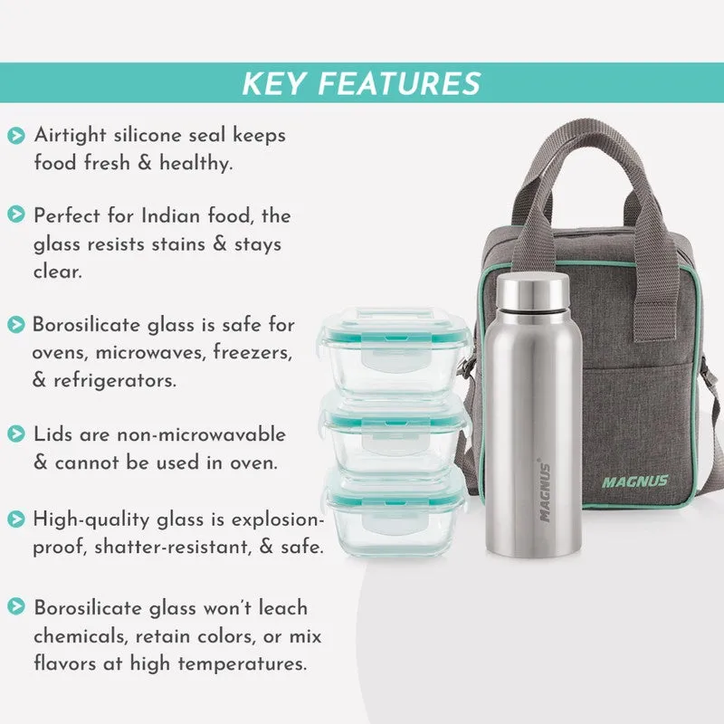 Fynox Lunch Box with Bottle & Lunch Bag - Five Piece Set media 7