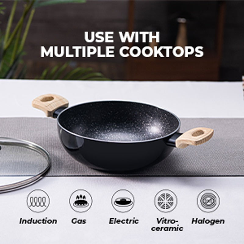 Bergner Non Stick Kadhai With Lid - 2900 mL/9 Inches media 6