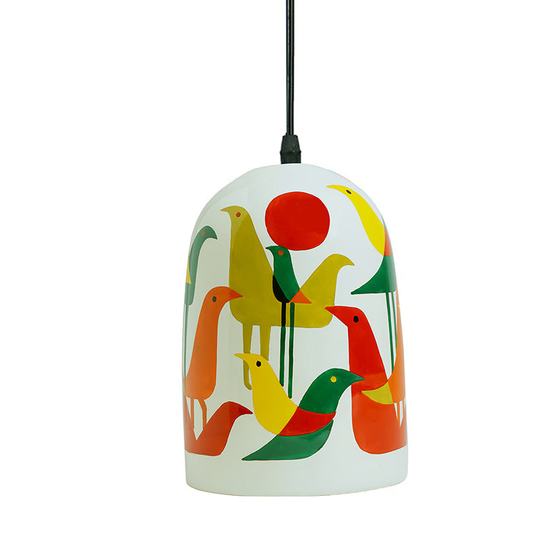 Wild Wings Hand Painted Glass Ceiling Lamp media 4