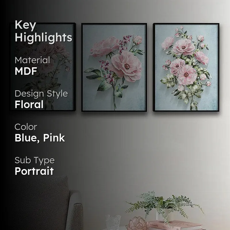 Rosa Realm Wall Painting - Set Of Three media 2