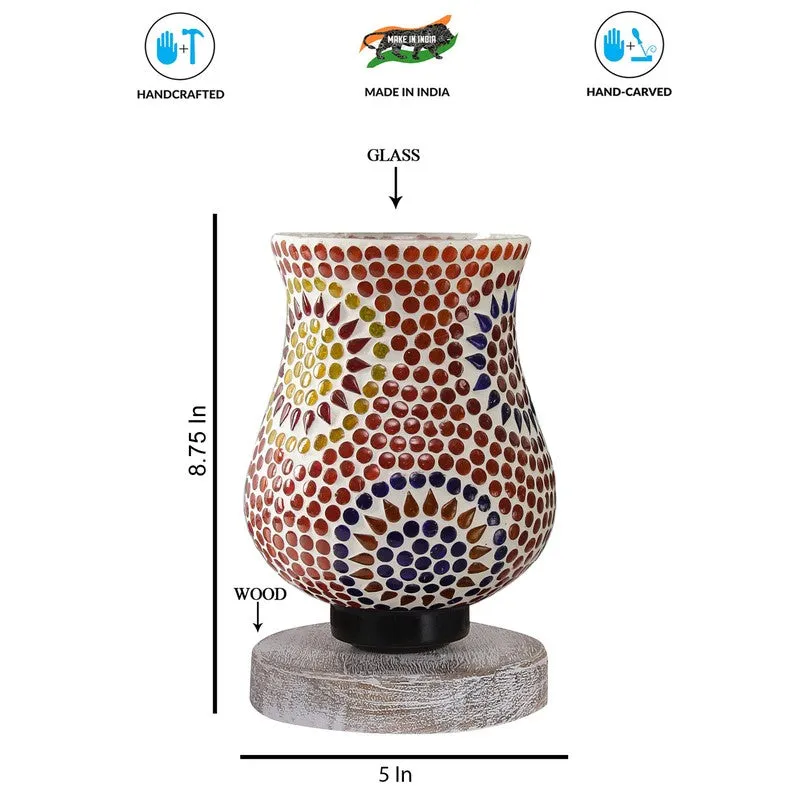 Amberis Mosaic Glass Table Lamp With Wooden Base - Multicolor media 8