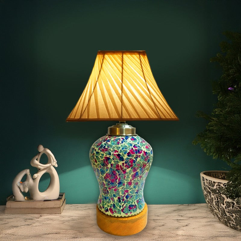 Floranisse I Pleated Wooden Table Lamp - Multicolor