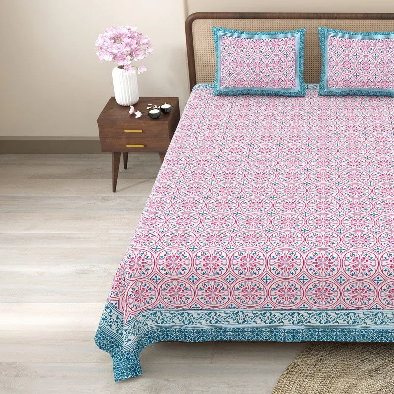 Nesten Cotton Bedsheet (Pink,Blue) - 240 TC media 4