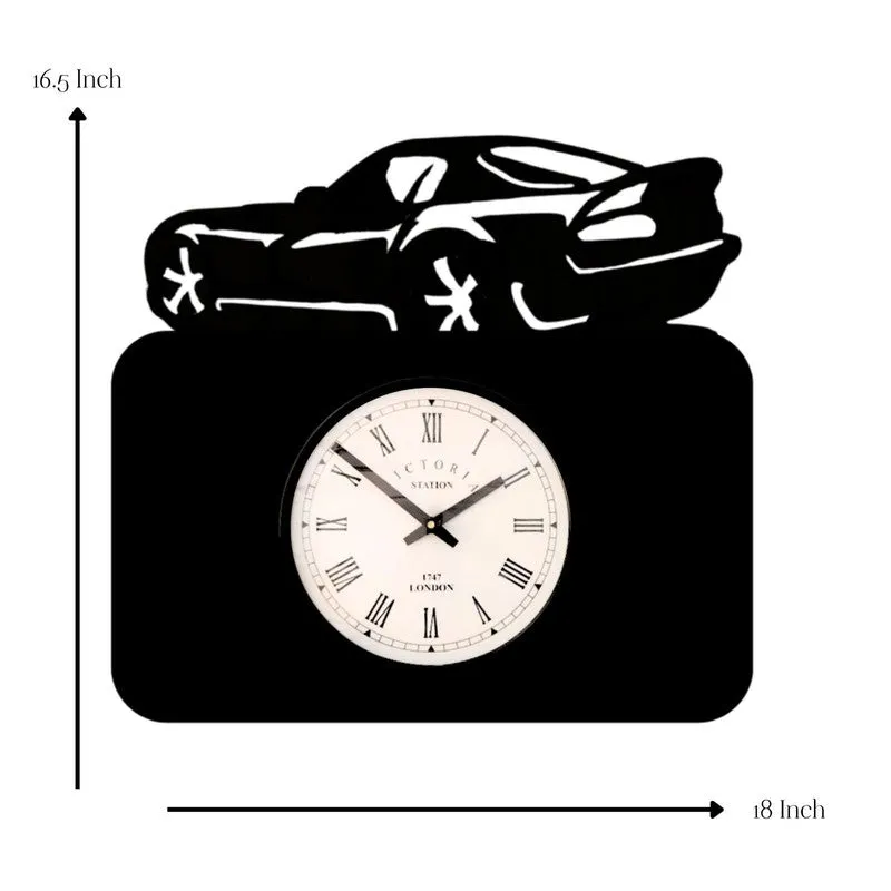 Car Steel Analog Wall Clock - Black media 7