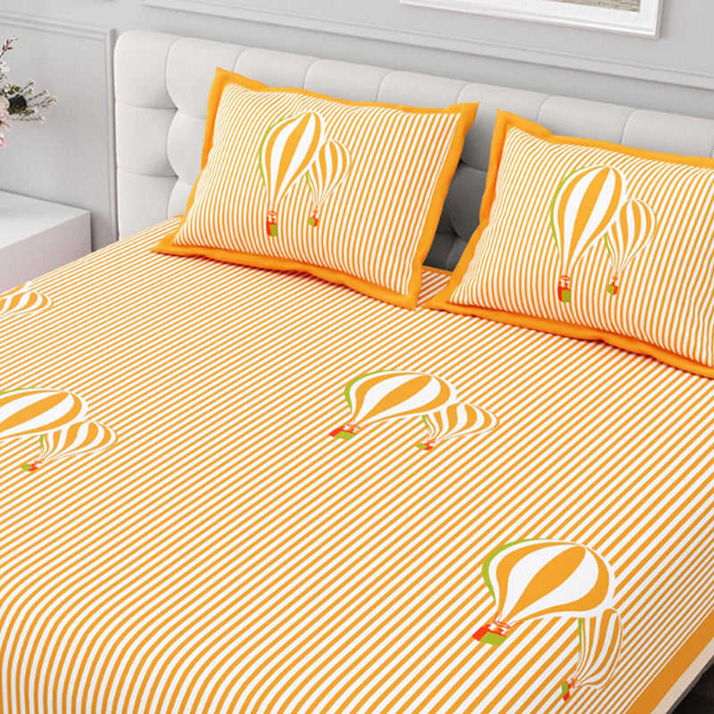 Illusion Stripey Flight Cotton Bedsheet (Orange) - 200 TC media 5