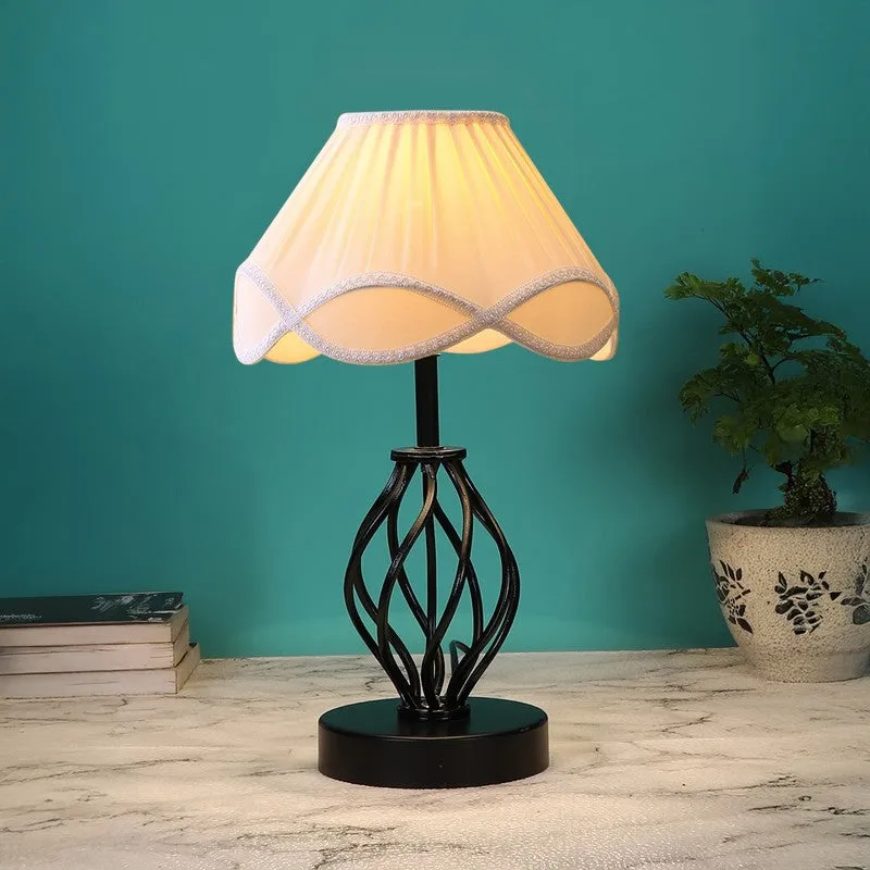 Aurelinea Cotton Table Lamp With Wooden Base - Ivory media 3