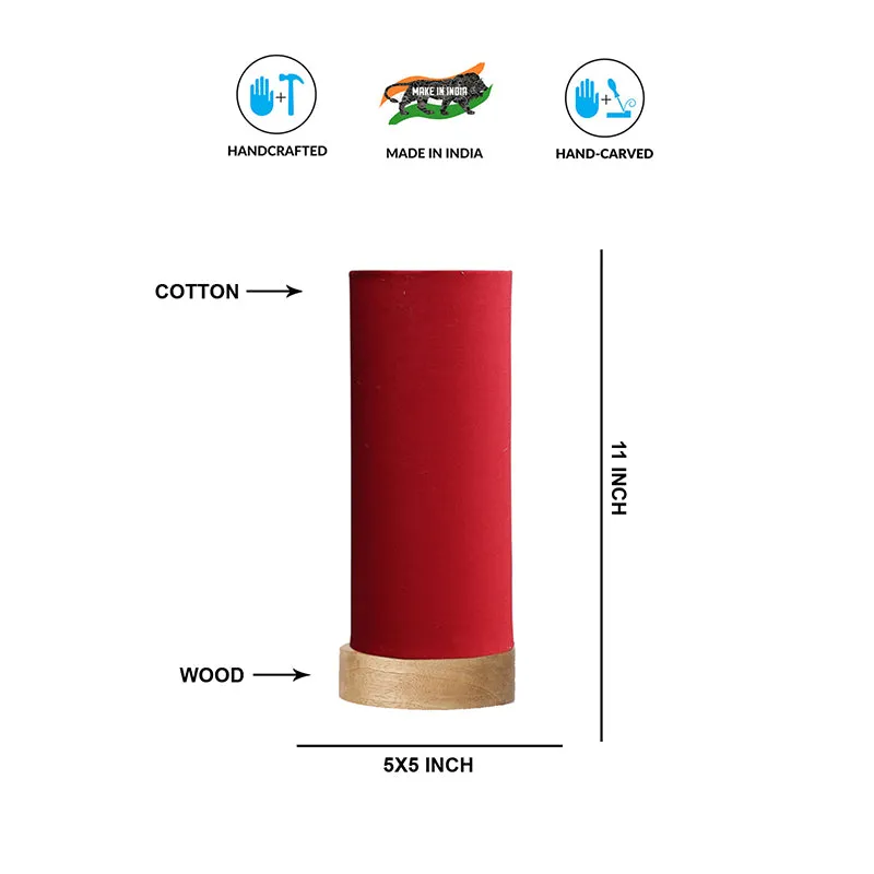 Nyra Tower Wooden Table Lamp - Red,Brown media 5