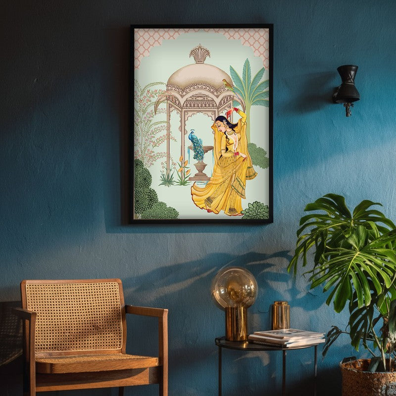 Bahar-e-Tanz Framed Mughal Canvas Wall Painting media 4