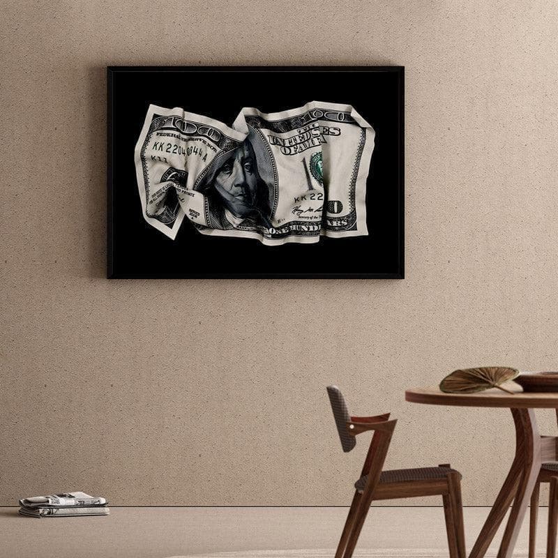 100 Dollar Wall Painting - Black frame