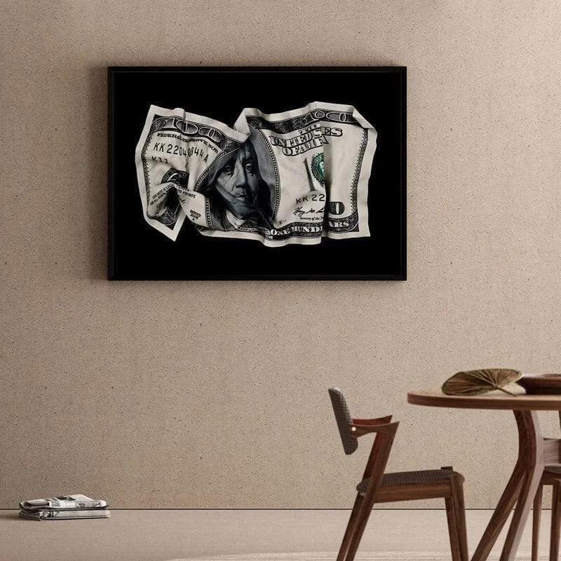 100 Dollar Wall Painting - Black frame media 1