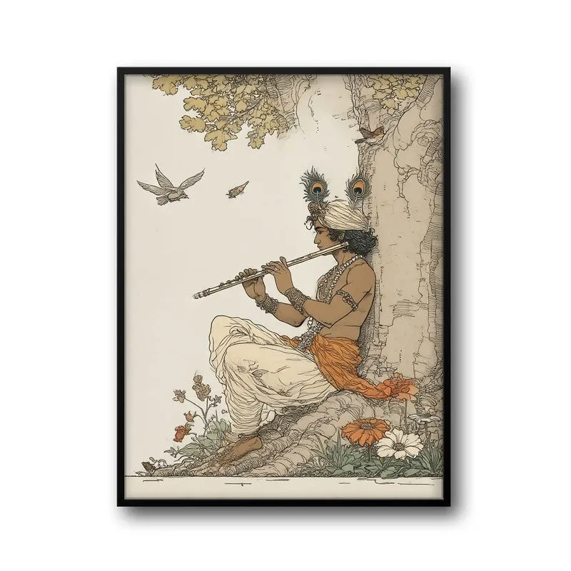 Lord Murlidhar Krishna Blissful Archival Paper Wall Art media 7